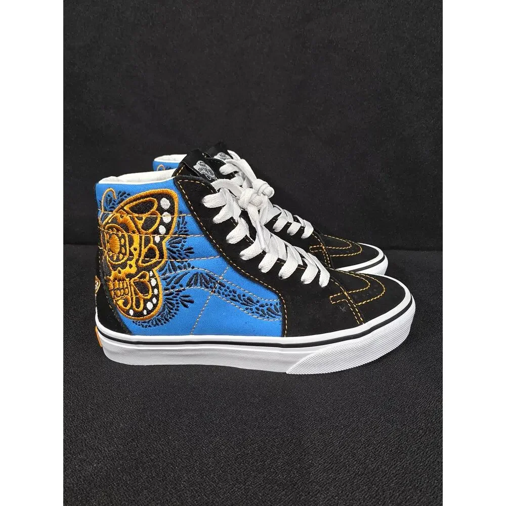Vans Sk8-Hi Día de los Muertos Skull Embroidered High Tops Size 5W / 3.5M